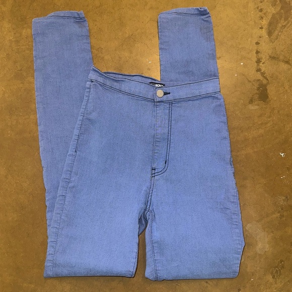 Super High Waisted Blue Skinny Jeans (Stretchy) - Picture 2 of 7